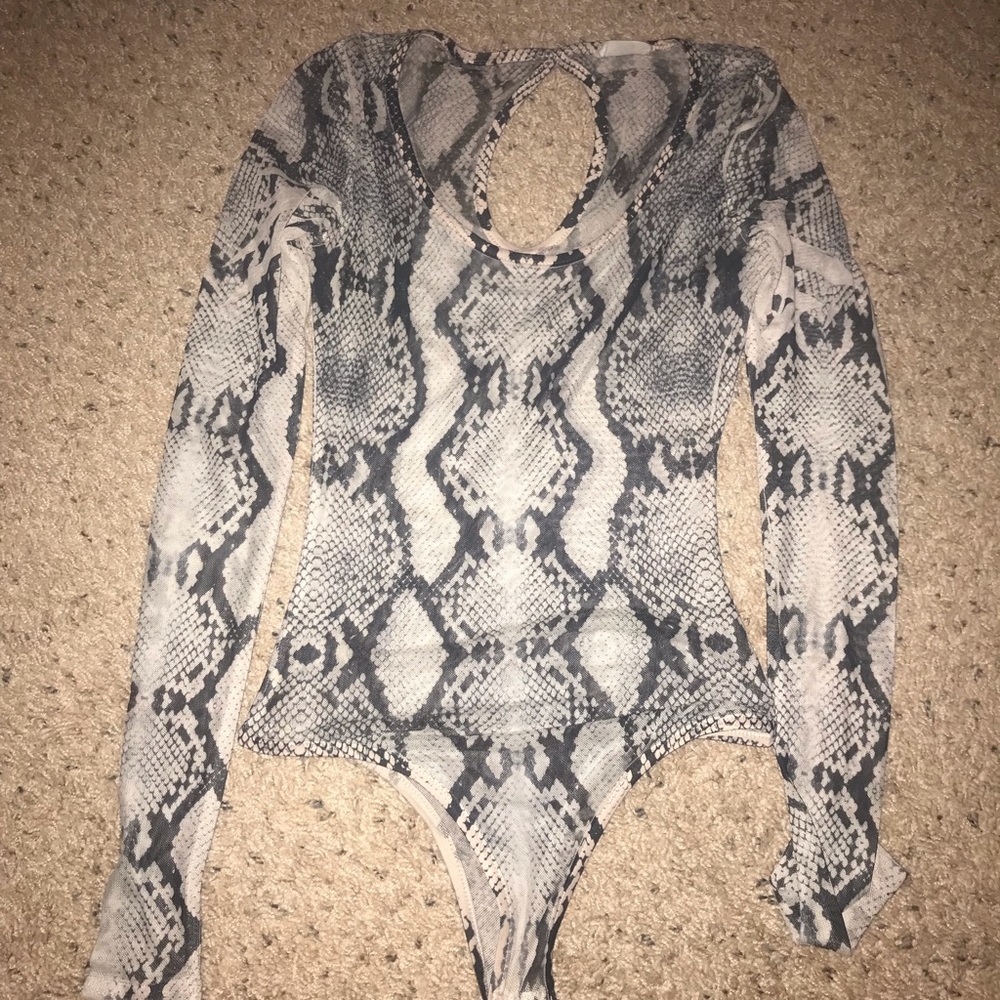 Sheer snake skin long sleeve bodysuit ON HOLD